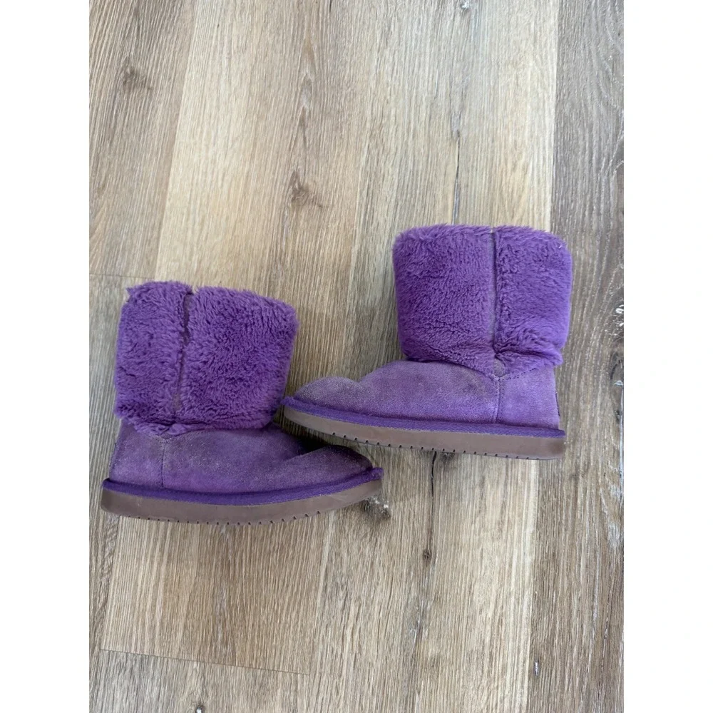 Koolaburra by UGG Victoria Boho Boot Kids 13 Purple Suede Faux Fur Bows Cozy